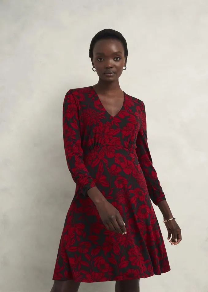 Women Dresses and Jumpsuits Hobbs Julietta Jersey Dress Black Red