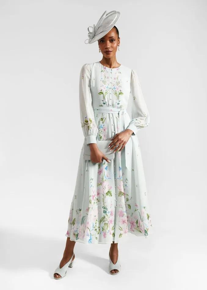 Women Dresses and Jumpsuits Hobbs Maribella Silk Dress Green Multi