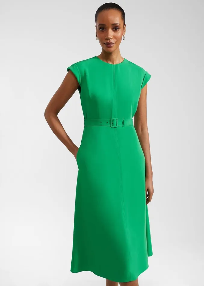 Women Dresses and Jumpsuits Hobbs Meera Belted Dress Cilantro Green
