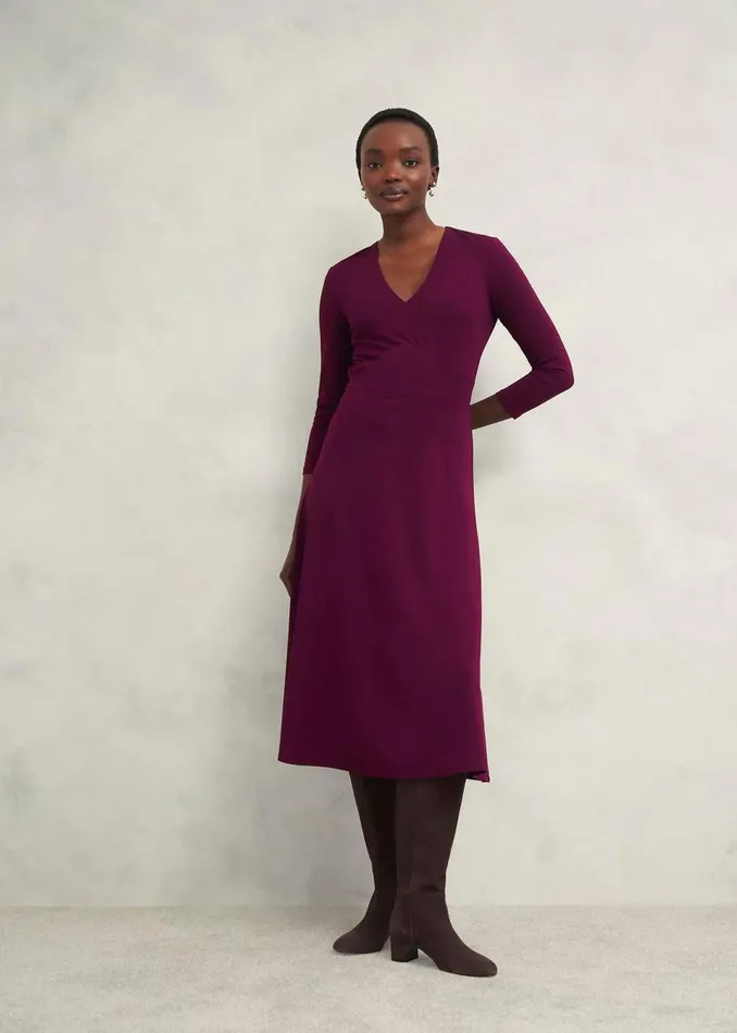 Women Dresses and Jumpsuits Hobbs Mirabel Ponte Dress Warm Plum
