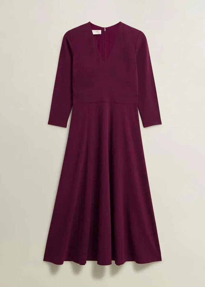 Women Dresses and Jumpsuits Hobbs Mirabel Ponte Dress Warm Plum