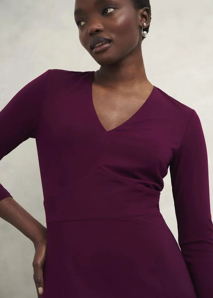 Women Dresses and Jumpsuits Hobbs Mirabel Ponte Dress Warm Plum