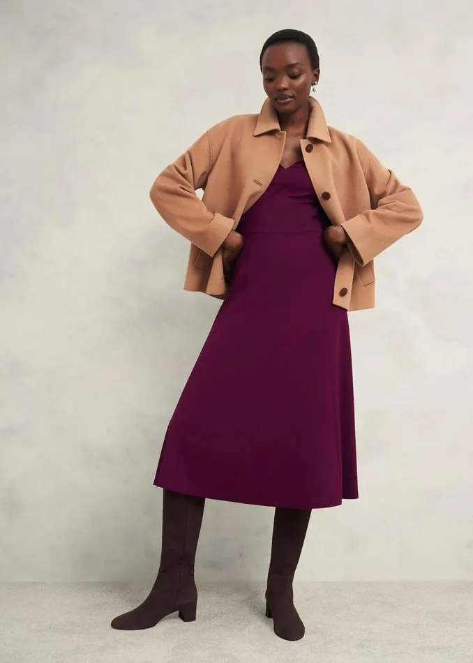 Women Dresses and Jumpsuits Hobbs Mirabel Ponte Dress Warm Plum