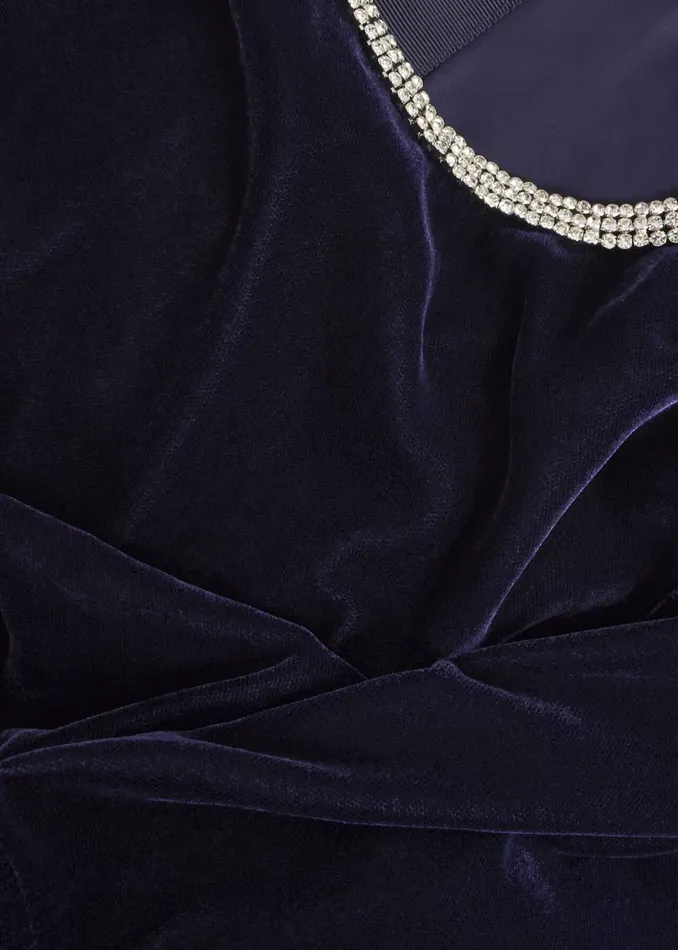 Women Dresses and Jumpsuits Hobbs Petite Catalina Velvet Dress Midnight Navy