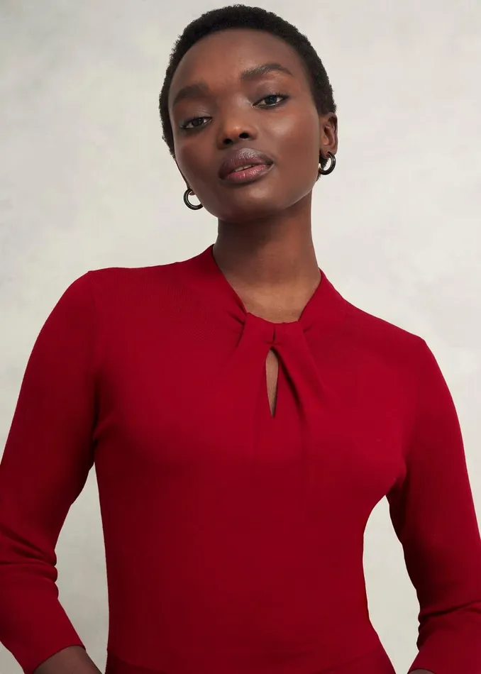 Women Dresses and Jumpsuits Hobbs Petite Effie Knitted Dress True Red