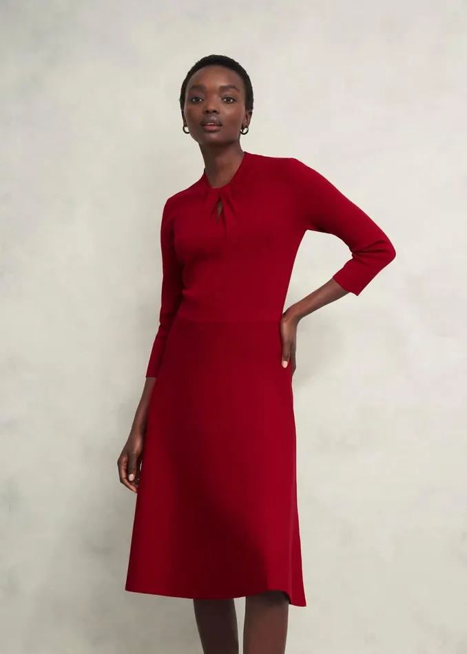 Women Dresses and Jumpsuits Hobbs Petite Effie Knitted Dress True Red