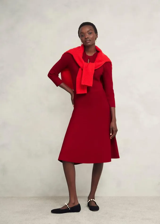 Women Dresses and Jumpsuits Hobbs Petite Effie Knitted Dress True Red