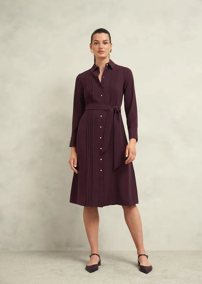 Women Dresses and Jumpsuits Hobbs Robyn Shirt Dress Malbec Purple