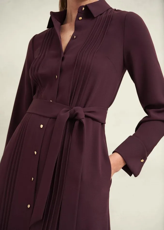 Women Dresses and Jumpsuits Hobbs Robyn Shirt Dress Malbec Purple