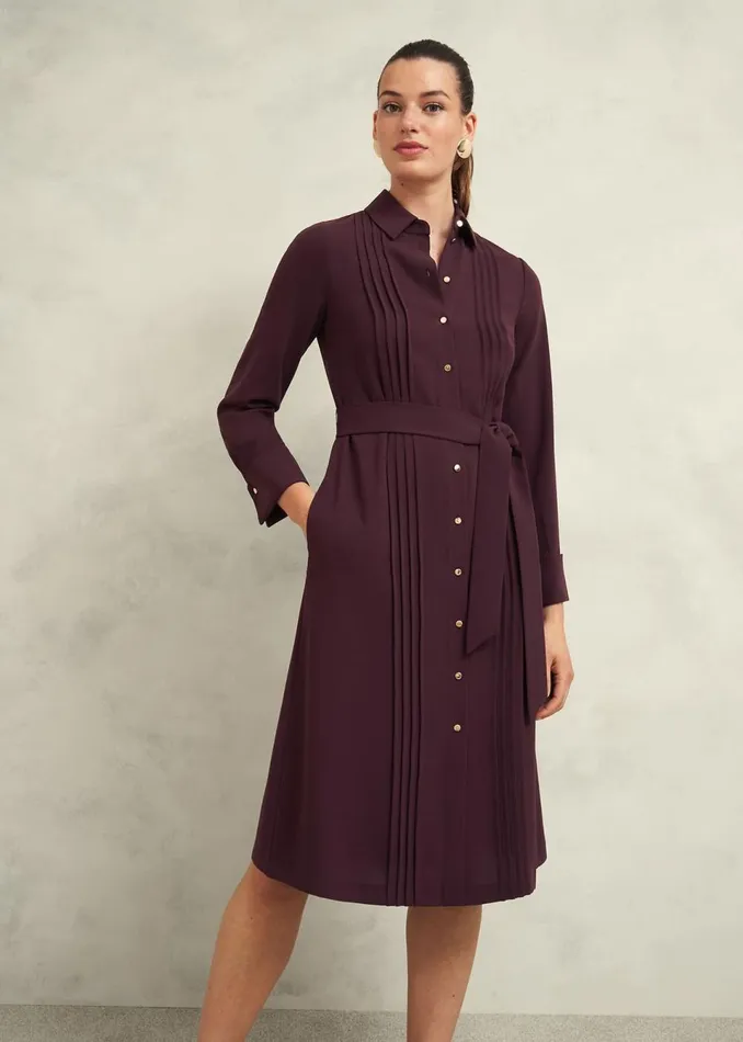 Women Dresses and Jumpsuits Hobbs Robyn Shirt Dress Malbec Purple