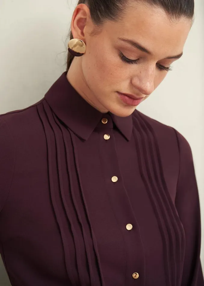 Women Dresses and Jumpsuits Hobbs Robyn Shirt Dress Malbec Purple