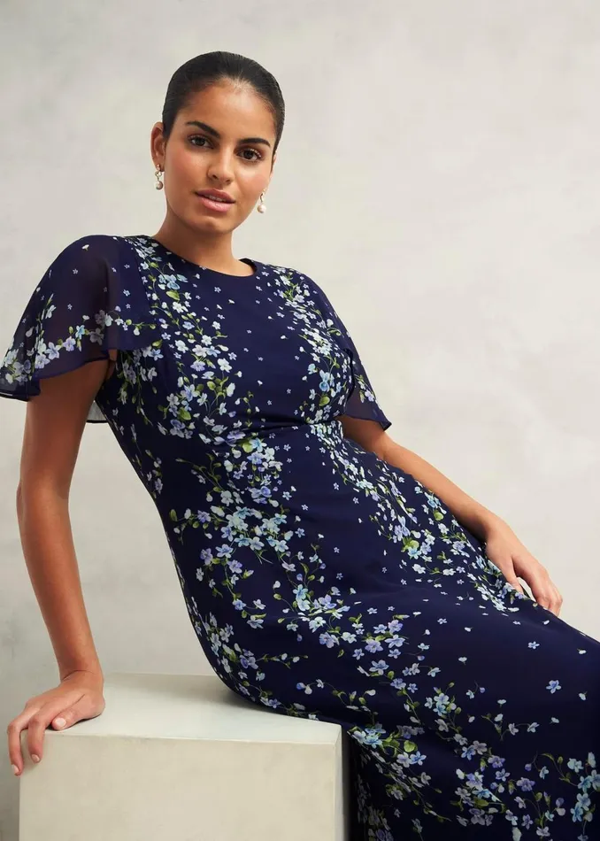 Women Dresses and Jumpsuits Hobbs Rosella Cape Dress Midnight Multi