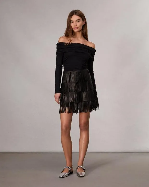 Women Dresses and Skirts Rag and Bone Britney Leather Skirt Black