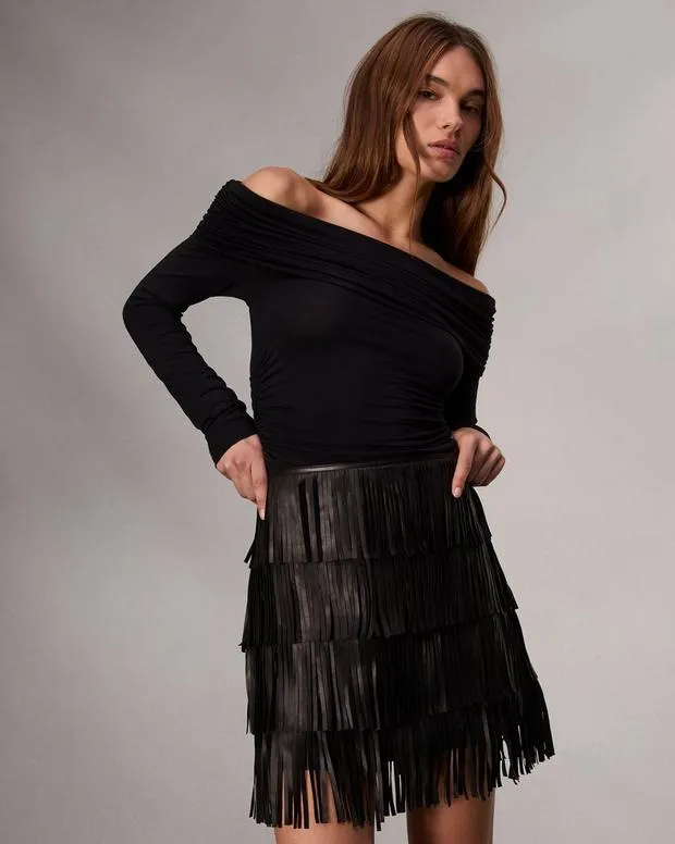 Women Dresses and Skirts Rag and Bone Britney Leather Skirt Black