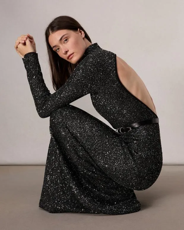Women Dresses and Skirts Rag and Bone Danni Sequined Maxi Dress Black