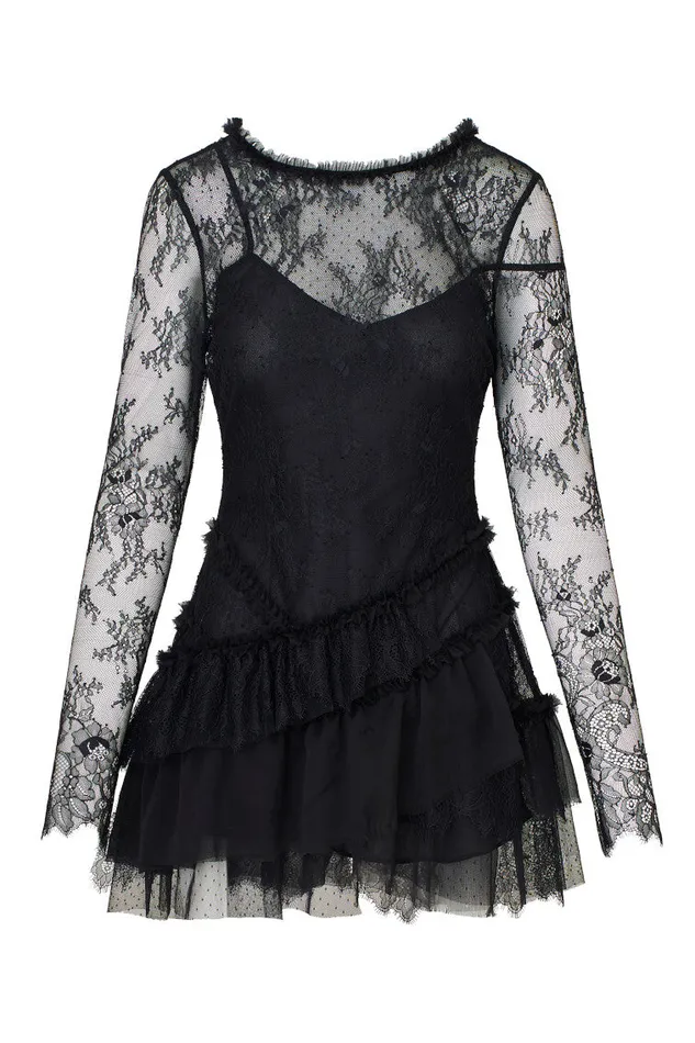 Women Dresses LoveShackFancy Amberleigh Lace Mini Dress Black