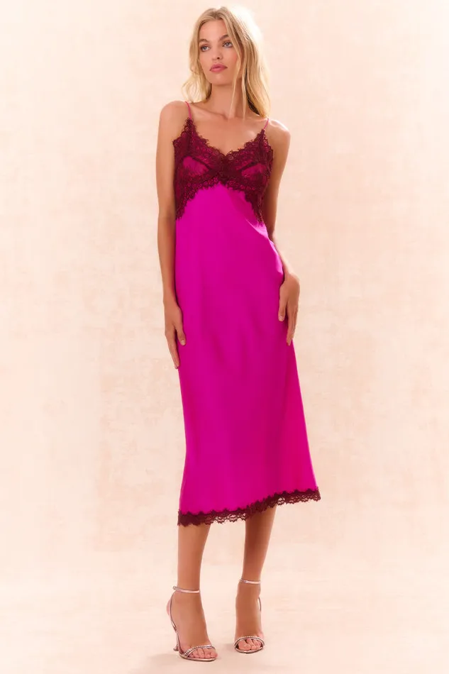 Women Dresses LoveShackFancy Ameliane LaceTrimmed Slip Dress Fuchsia