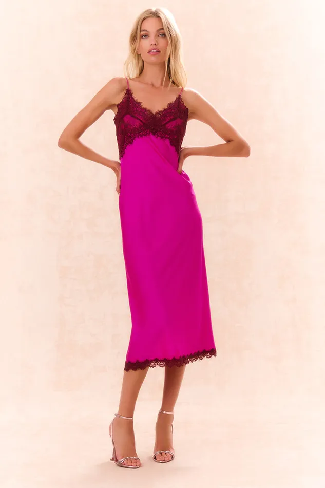 Women Dresses LoveShackFancy Ameliane LaceTrimmed Slip Dress Fuchsia