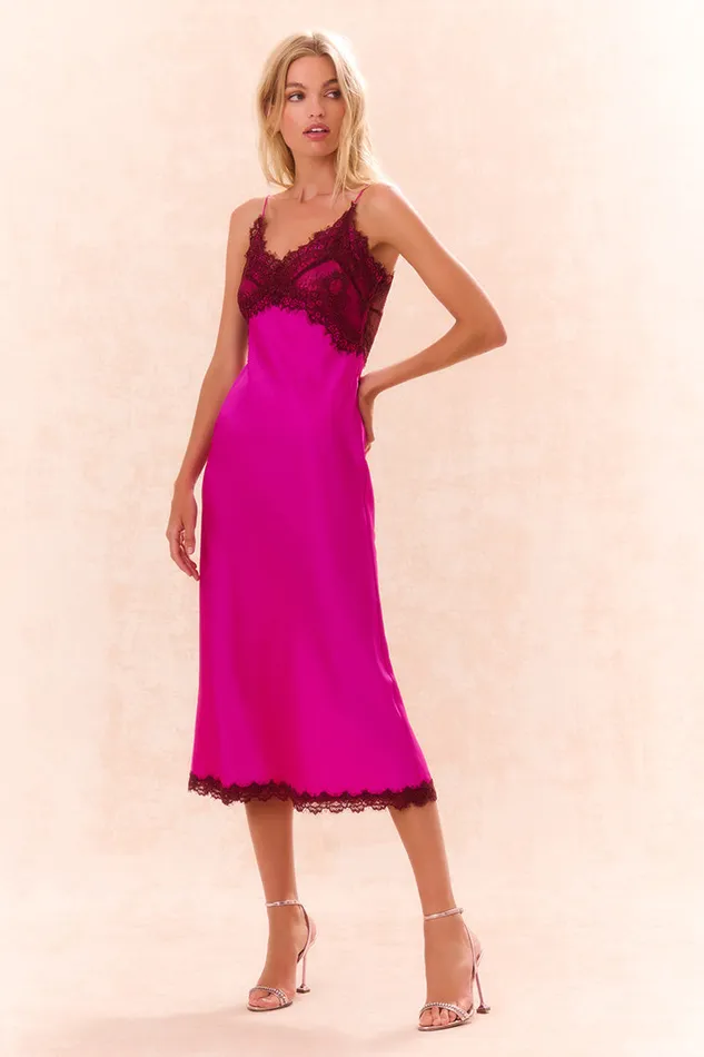 Women Dresses LoveShackFancy Ameliane LaceTrimmed Slip Dress Fuchsia
