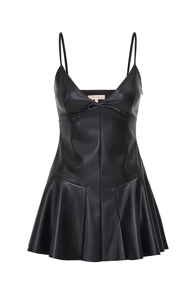 Women Dresses LoveShackFancy Falletta Vegan Leather Mini Dress Black
