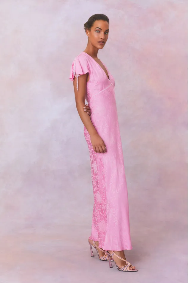 Women Dresses LoveShackFancy Loulou Jacquard Printed Maxi Dress Bright Pink