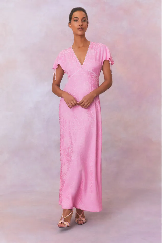Women Dresses LoveShackFancy Loulou Jacquard Printed Maxi Dress Bright Pink