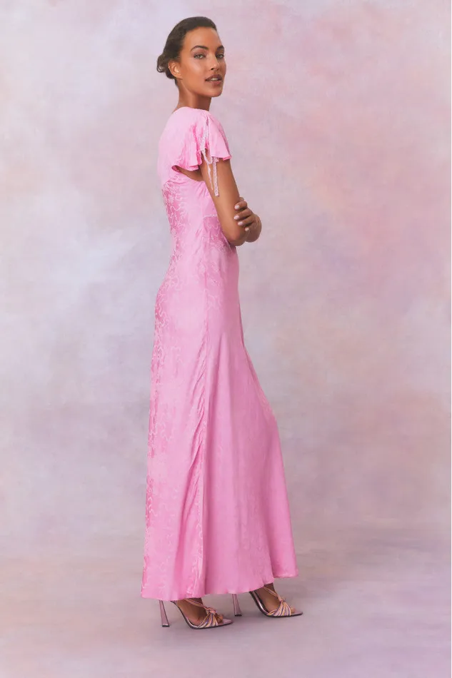 Women Dresses LoveShackFancy Loulou Jacquard Printed Maxi Dress Bright Pink