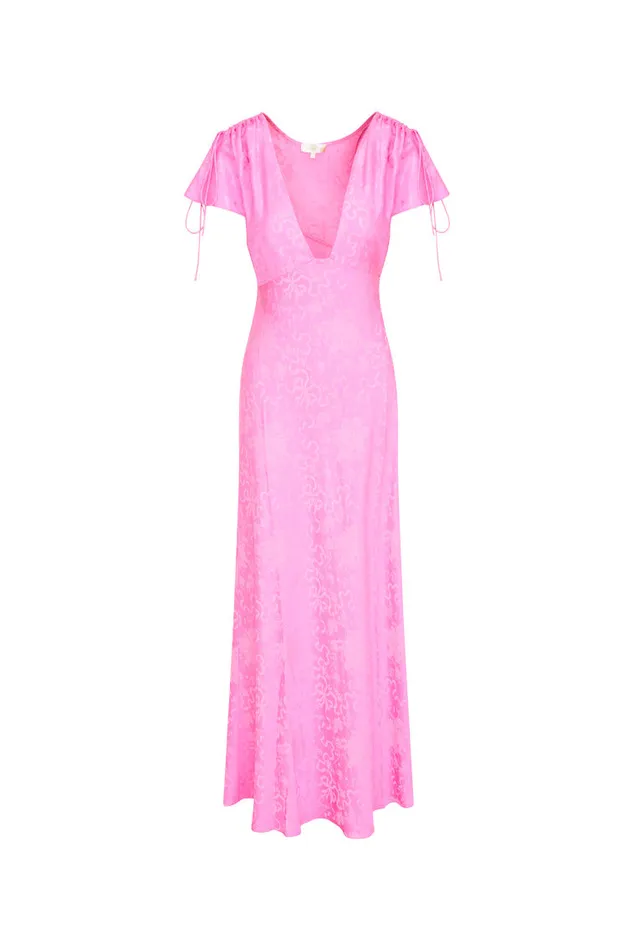 Women Dresses LoveShackFancy Loulou Jacquard Printed Maxi Dress Bright Pink