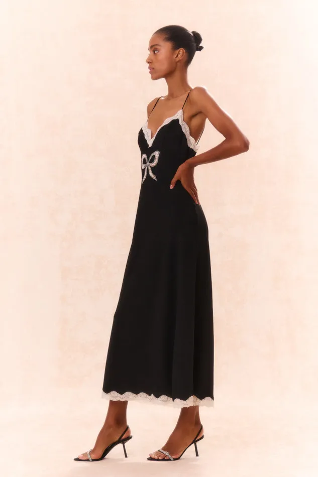 Women Dresses LoveShackFancy Manuela Bow Slip Maxi Dress Black