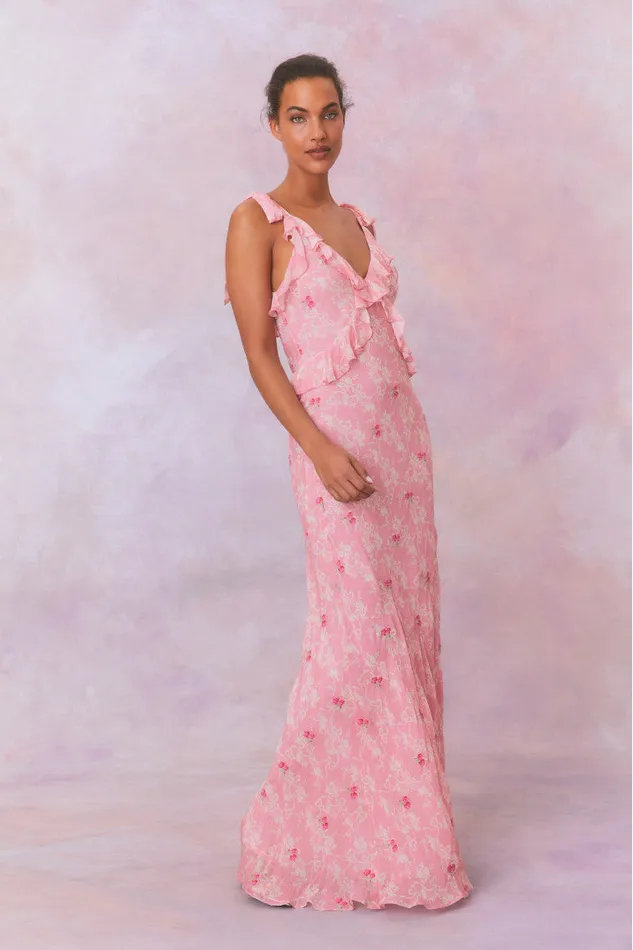 Women Dresses LoveShackFancy Orcene Floral Maxi Dress Cherry Pink