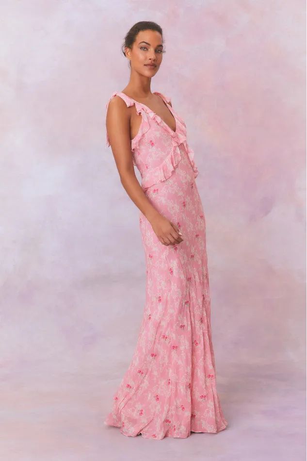 Women Dresses LoveShackFancy Orcene Floral Maxi Dress Cherry Pink