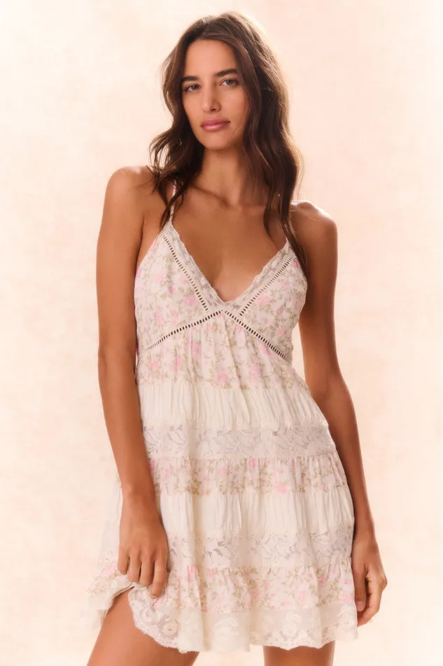 Women Dresses LoveShackFancy Posie Floral Mini Dress Ivory Blossom