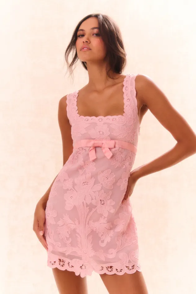 Women Dresses LoveShackFancy Rua Lace Mini Dress Pamela Pink