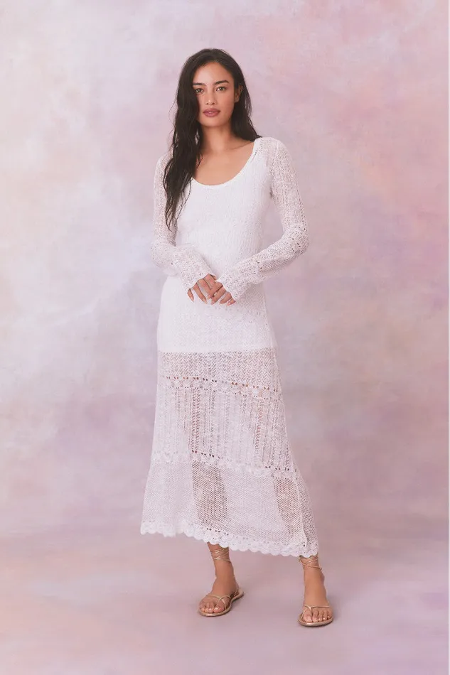 Women Dresses LoveShackFancy Tilo Pointelle Sheer Maxi Dress White