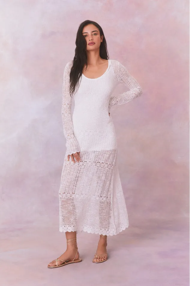 Women Dresses LoveShackFancy Tilo Pointelle Sheer Maxi Dress White