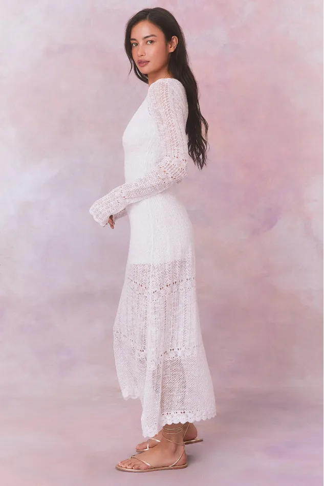 Women Dresses LoveShackFancy Tilo Pointelle Sheer Maxi Dress White