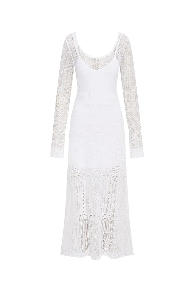 Women Dresses LoveShackFancy Tilo Pointelle Sheer Maxi Dress White