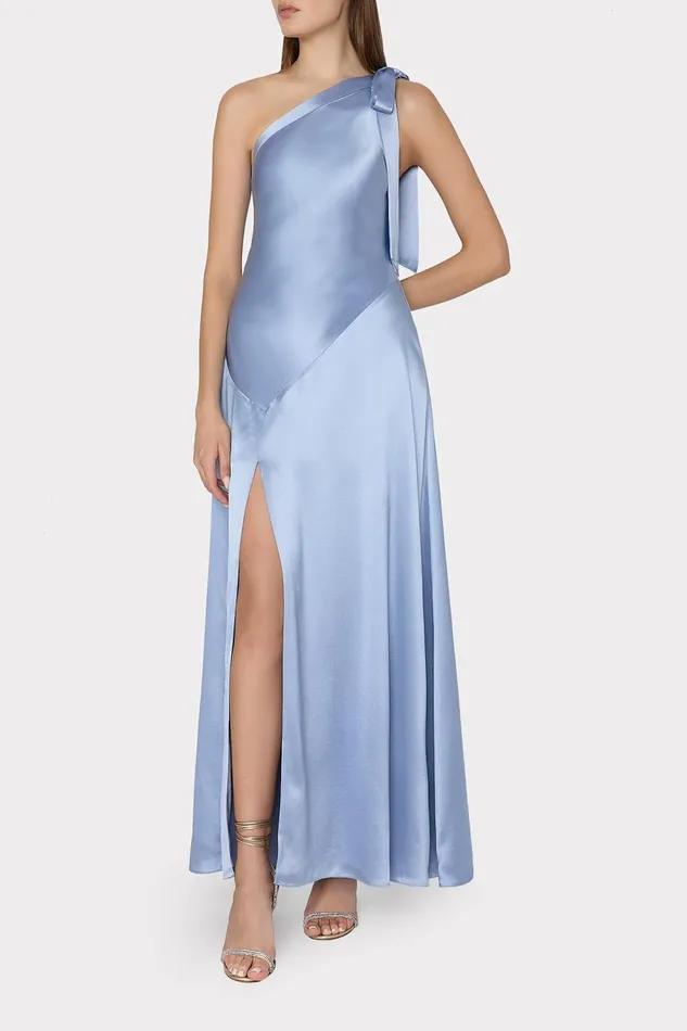 Women Dresses Milly Eleni Hammered Satin Gown Light Blue