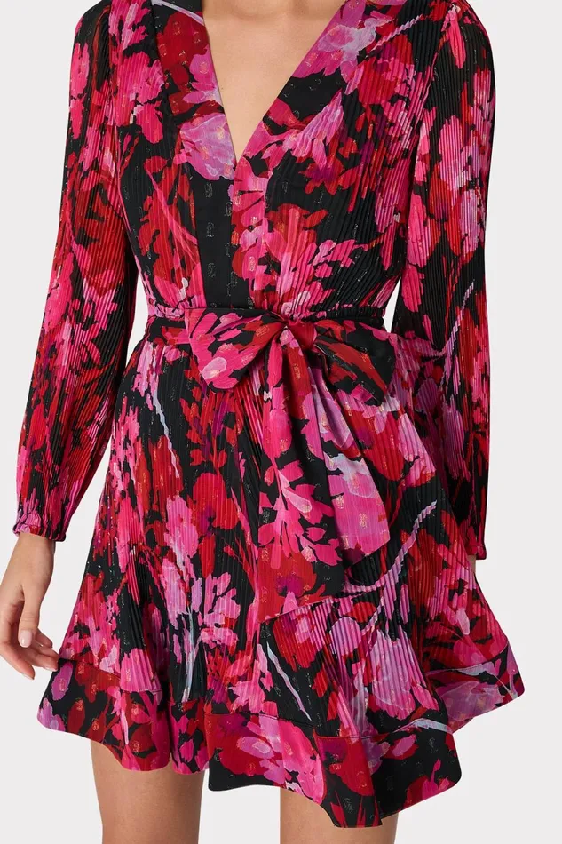 Women Dresses Milly Liv Oversized Peony Pleated Dress Blackred