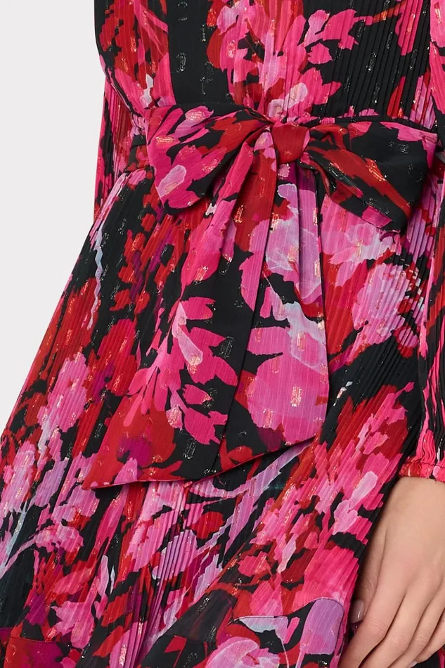 Women Dresses Milly Liv Oversized Peony Pleated Dress Blackred