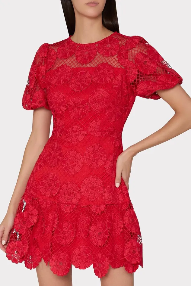 Women Dresses Milly Yasmin Daisy Lace Dress Red