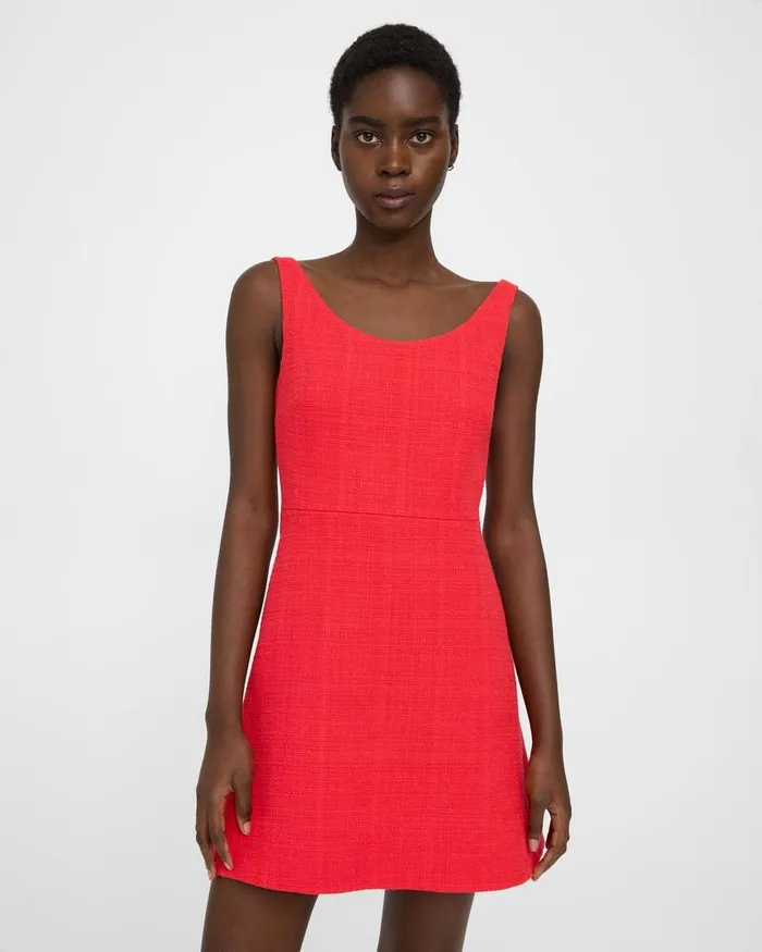 Women Dresses Theory Ballerina Neckline Mini Dress In Cotton Tweed Grenadine