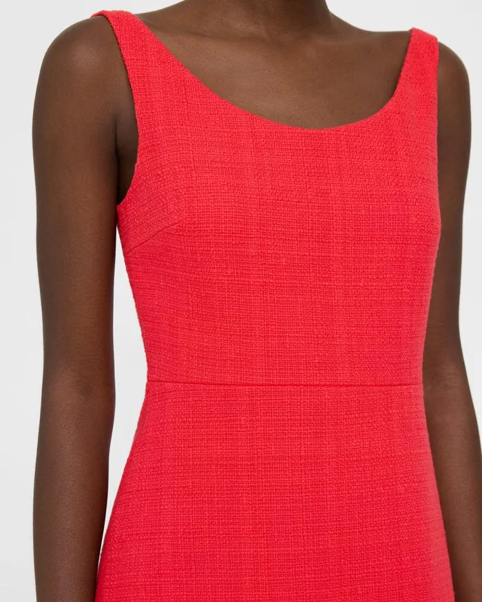 Women Dresses Theory Ballerina Neckline Mini Dress In Cotton Tweed Grenadine