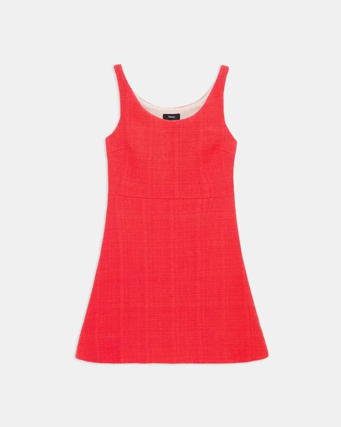 Women Dresses Theory Ballerina Neckline Mini Dress In Cotton Tweed Grenadine