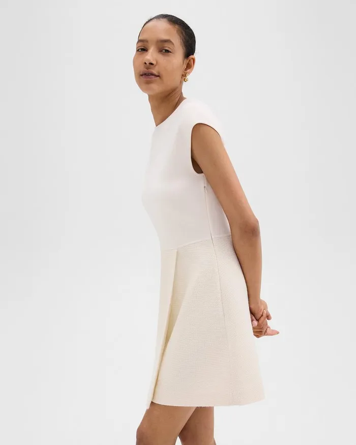 Women Dresses Theory Combo Mini Dress In Tweed Ivory