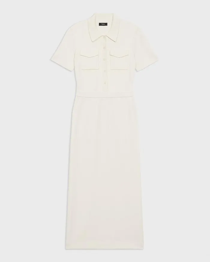 Women Dresses Theory Military Midi Dress In Admiral Crepe Rice