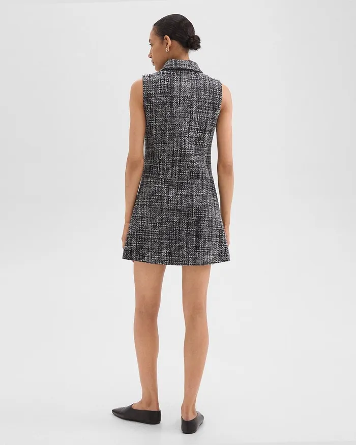 Women Dresses Theory Military Mini Dress In Meacutelange Tweed Black Multi