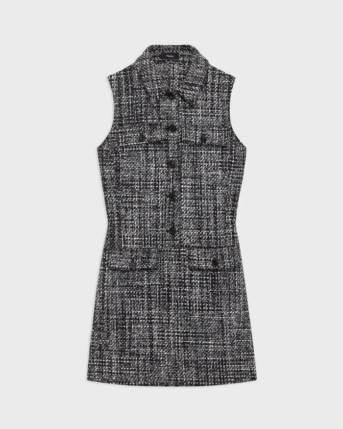 Women Dresses Theory Military Mini Dress In Meacutelange Tweed Black Multi