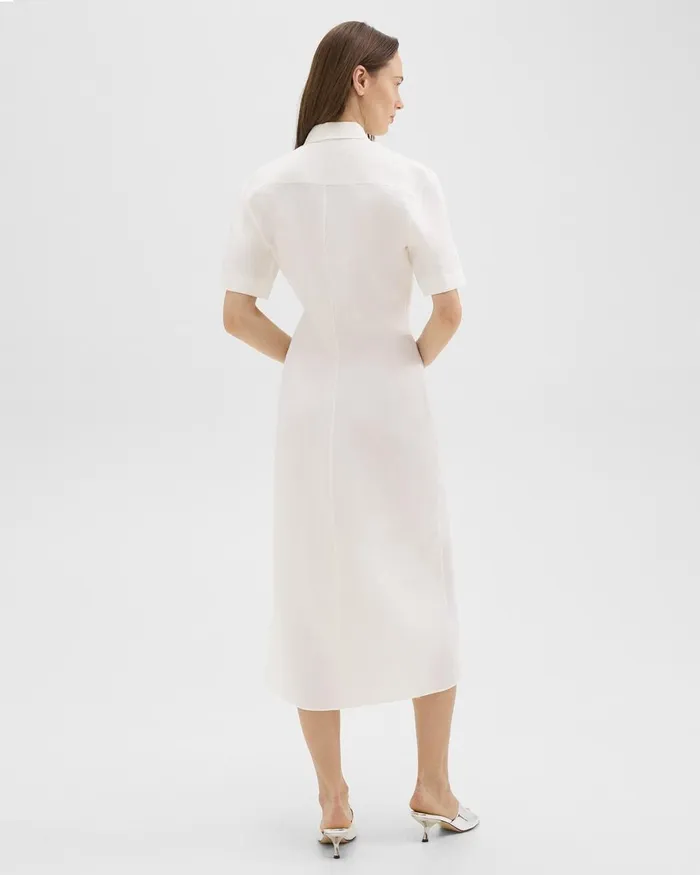 Women Dresses Theory ShortSleeve Shirt Dress In Galena Linen White