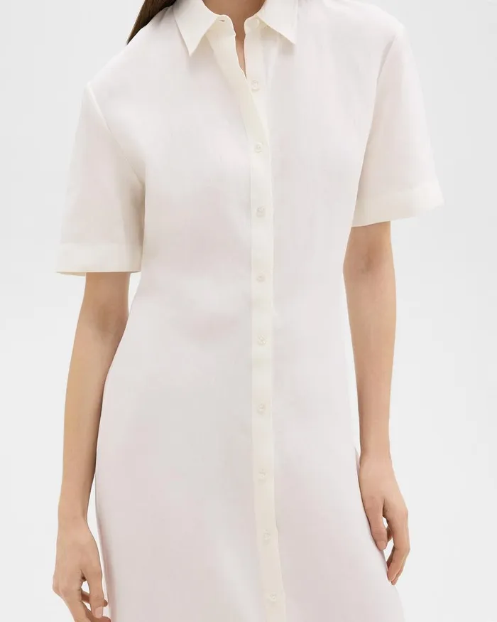 Women Dresses Theory ShortSleeve Shirt Dress In Galena Linen White